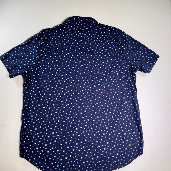 Denim & Supply Ralph Lauren Button Shirt Men XXL Reg Fit Red White Stars on Blue - Picture 4 of 12